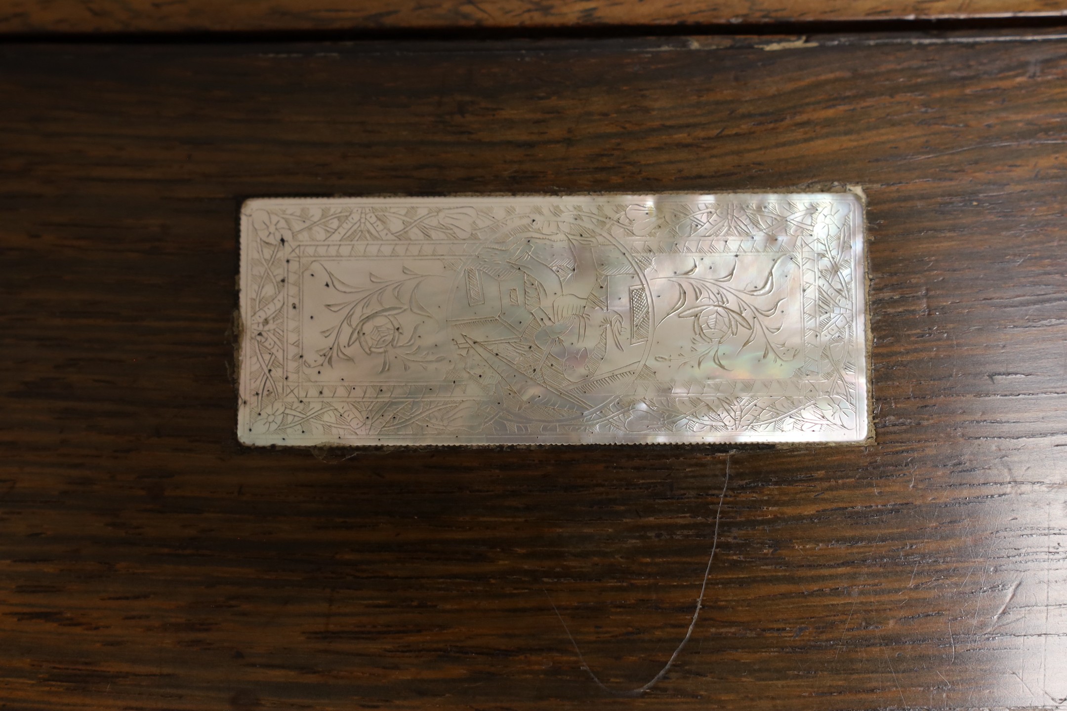 A Victorian mother-of-pearl and rosewood writing slope - 30.5cm wide